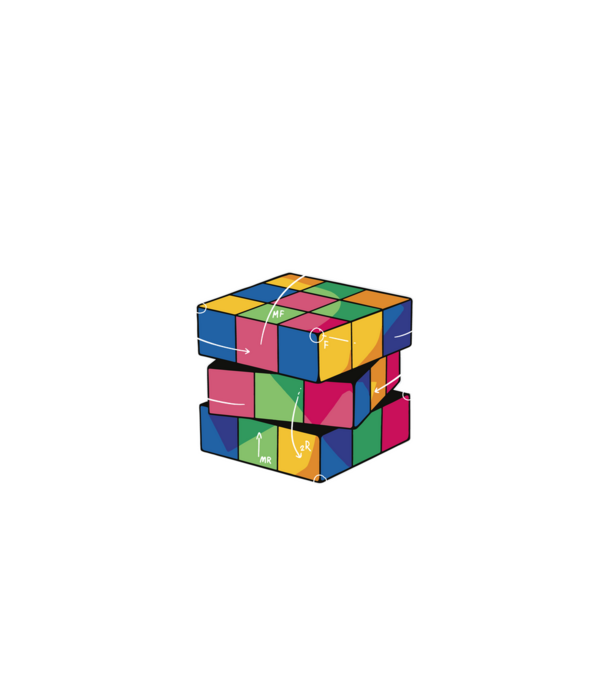 Rubik cube what part model alb pe tricou