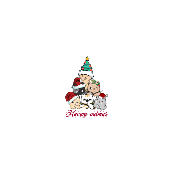 Meowy catmas model alb pe tricou