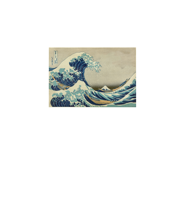 Great Wave of Kanagawa mască model alb pe tricou