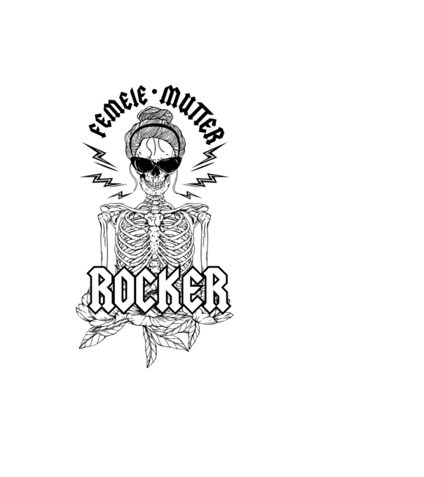 femeie - mutter - rocker model albastru deschis pe tricou