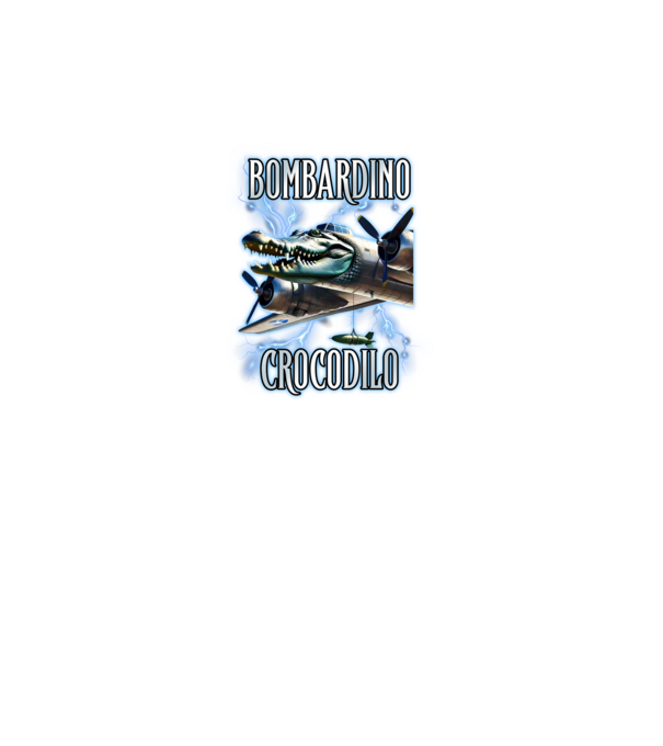 Bombardino Crocodilo model gri închis pe tricou
