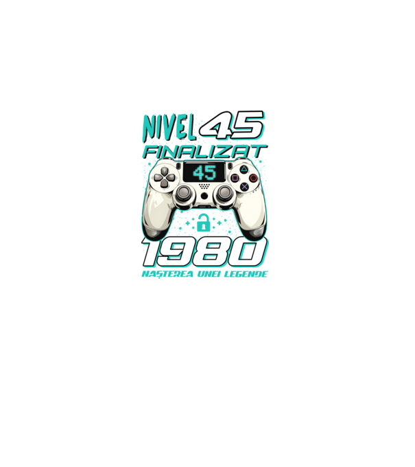 Nivel finalizat 45 1980 model negru pe tricou