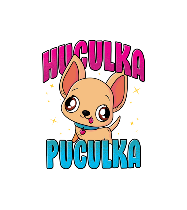 Huculka Puculka chivava model negru pe tricou