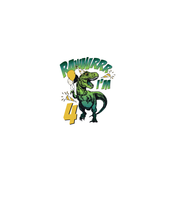 'Birthday Dinosaur rawww i''m 4' model alb pe tricou