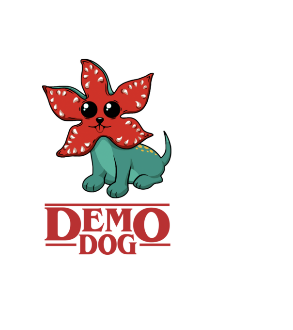 cute demodog model negru pe tricou