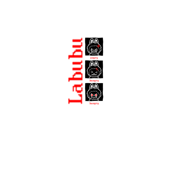 Labubu moods model negru pe tricou