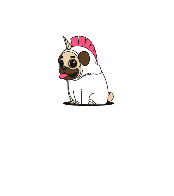 Pug Unicorn model gri pe tricou