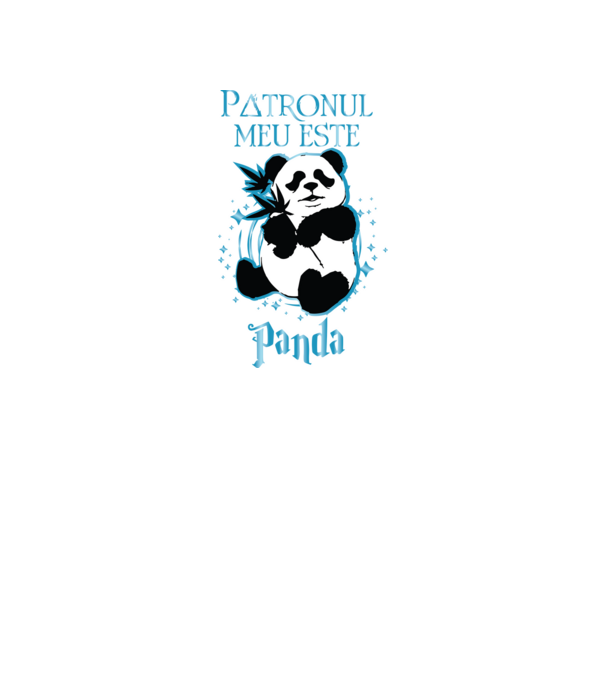 Patronul meu este PANDA model negru pe tricou