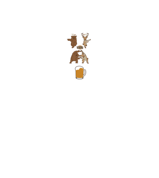 Bear deer beer model alb pe tricou