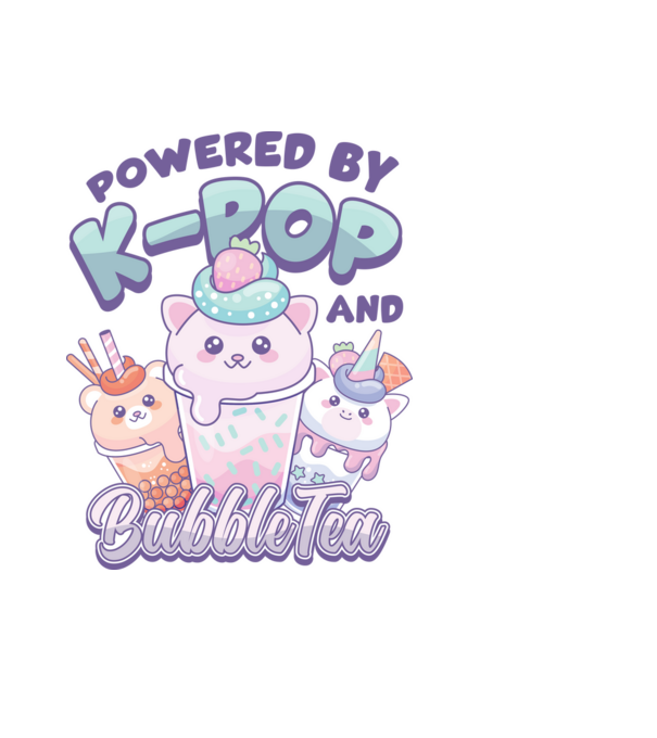 K-POP BUBBLE TEA model albastru deschis pe tricou