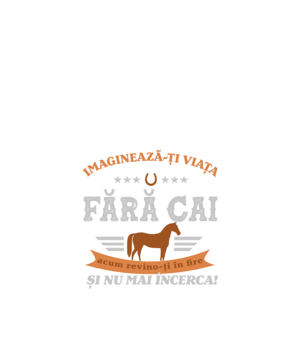 Imaginează-ți viața fără cai, acum revino-ți în fire și nu mai încerca! model negru pe tricou