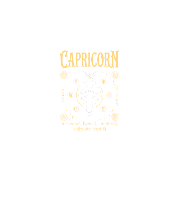 Zodiac femeie CAPRICORN golden model negru pe tricou