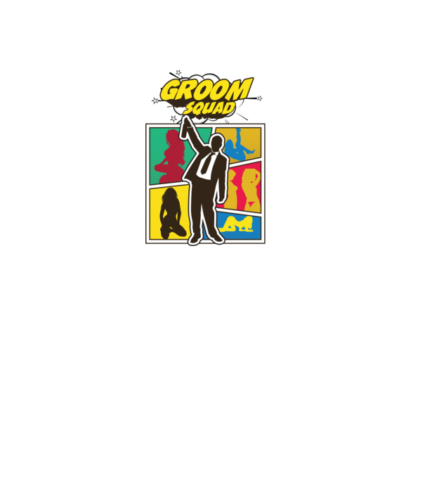 Comic Groom Squad model albastru deschis pe tricou