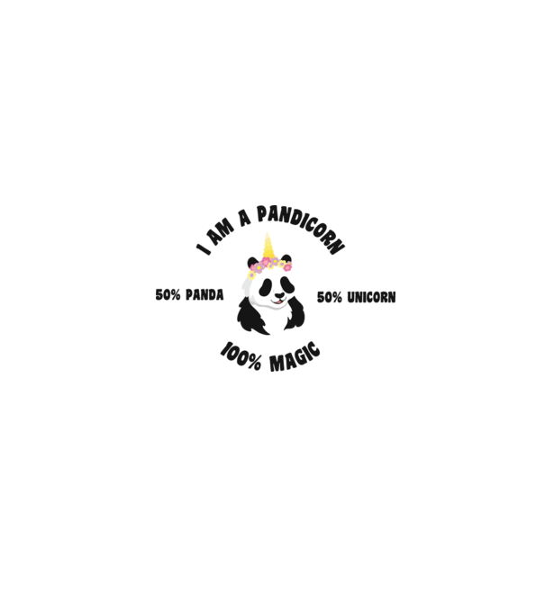 Pandicorn model alb pe tricou
