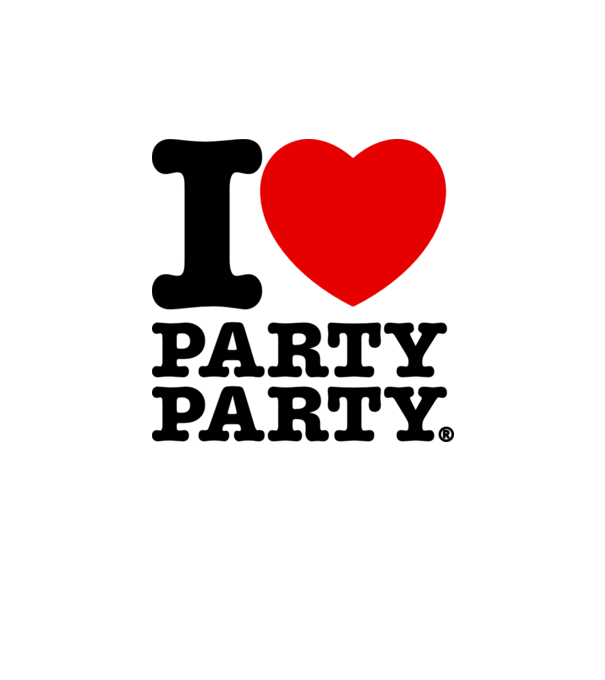 I love party party model alb pe tricou