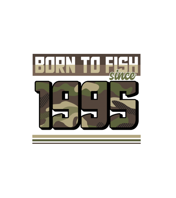 Born to fish since 1995 model alb pe tricou