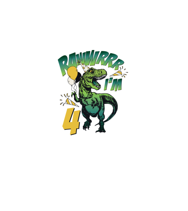 'Birthday Dinosaur rawww i''m 4' model alb pe tricou
