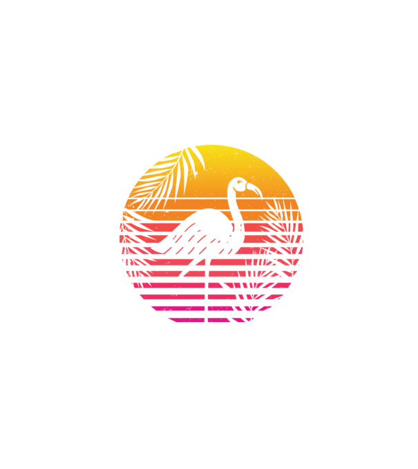 Retro flamingo sunset model negru pe tricou