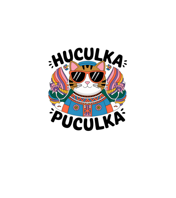 Huculka Puculka pisică 3 model alb pe tricou