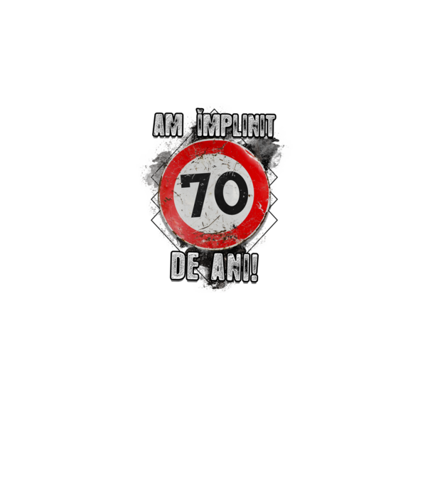 Am împlinit 70 de ani! model negru pe tricou
