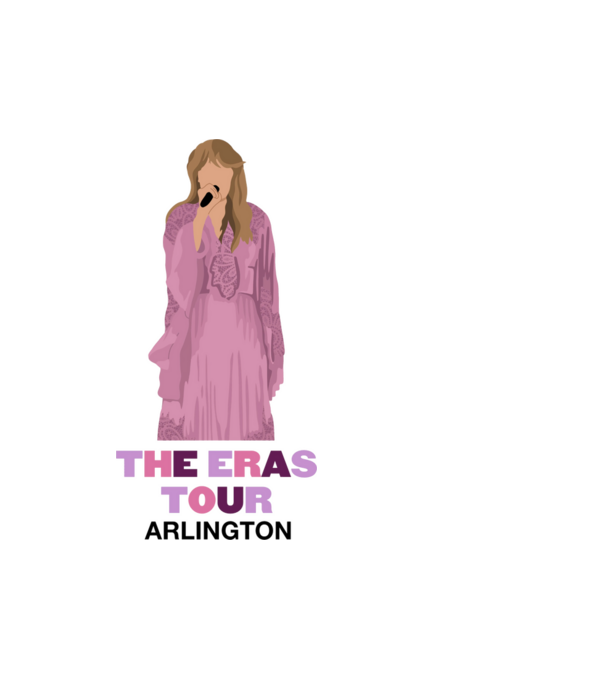 Taylor Swift The Eras Tour Arlington 3 model alb pe tricou