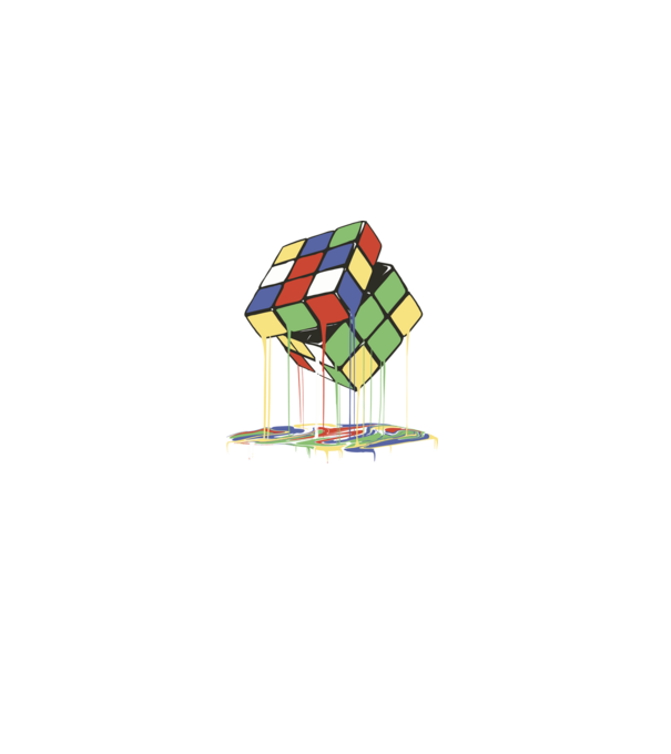 Melting Rubik cube model negru pe tricou