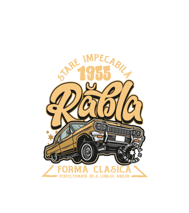 Rablă 1955 model alb pe tricou