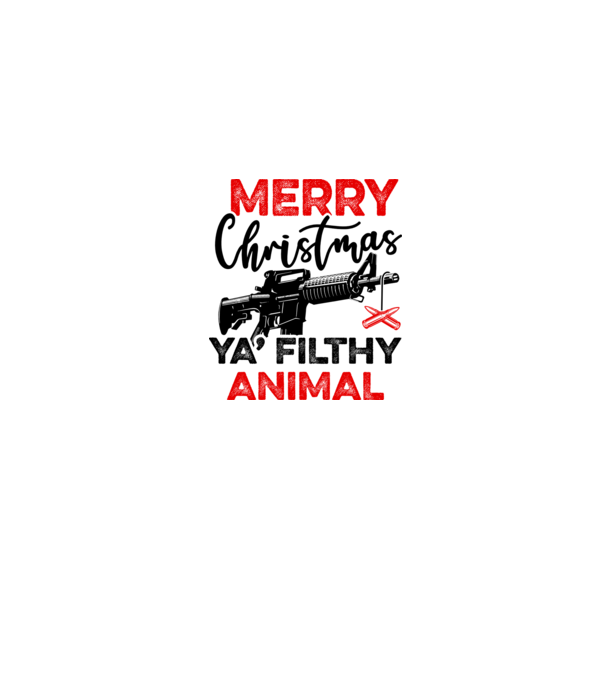 Merry Christmas Ya Filthy Animal model gri pe tricou