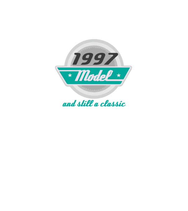 Model and still a classic - 1997 model albastru închis pe tricou