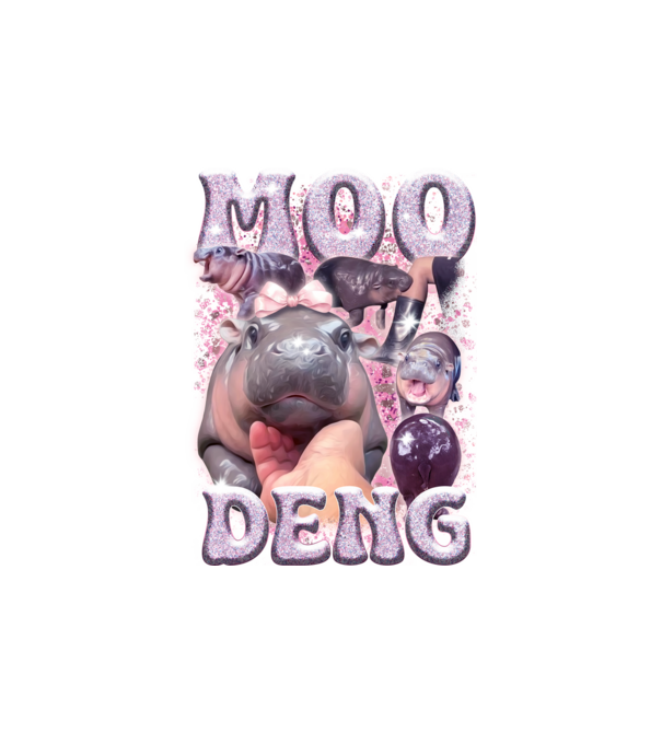 MOO DENG baby hippo model alb pe tricou