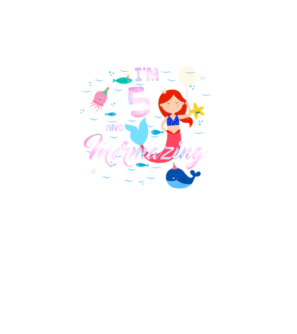 Mermazing Birthday 5 model turcoaz pe tricou