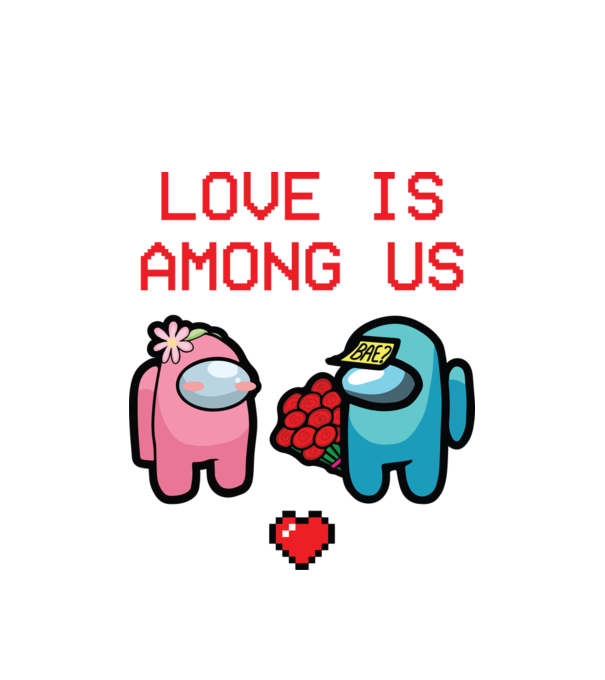 Among us love model alb pe tricou