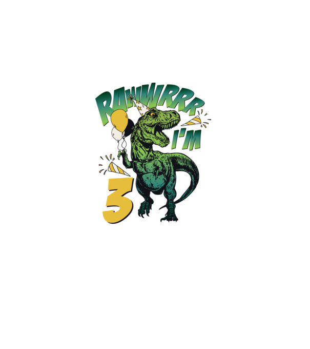 'Birthday Dinosaur rawww i''m 3' model alb pe tricou