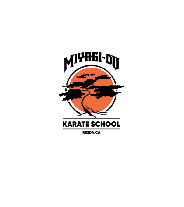 Miyagi-do karate school model alb pe tricou