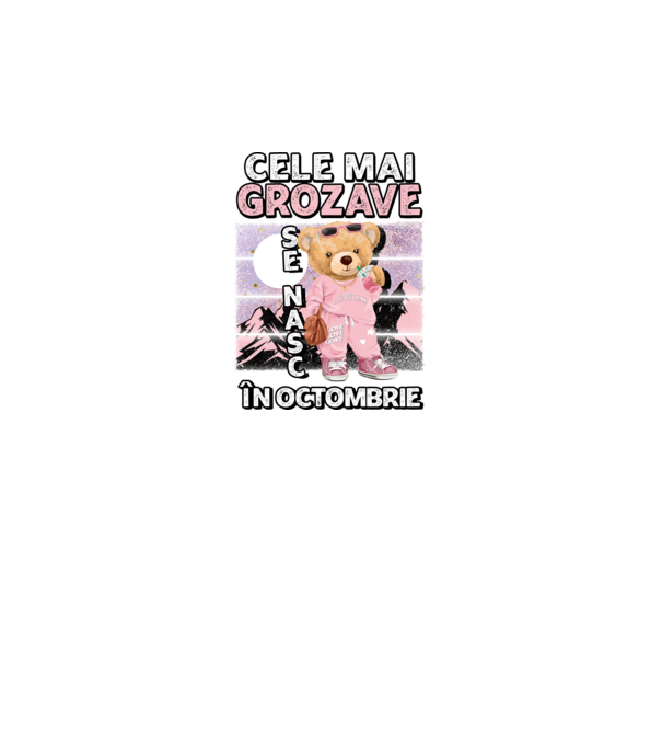 RETRO teddy fetişcană OCTOMBRIE model negru pe tricou