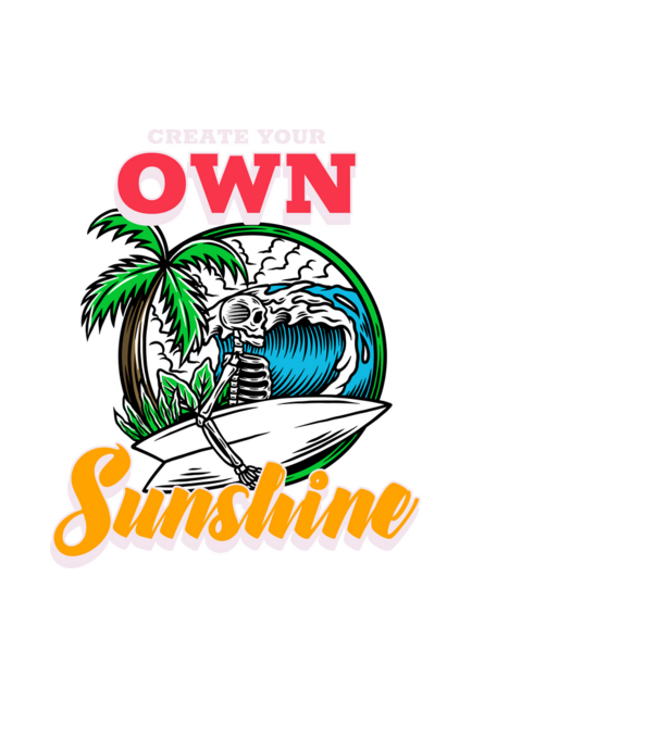 Create your own sunshine surfer skeleton model negru pe tricou