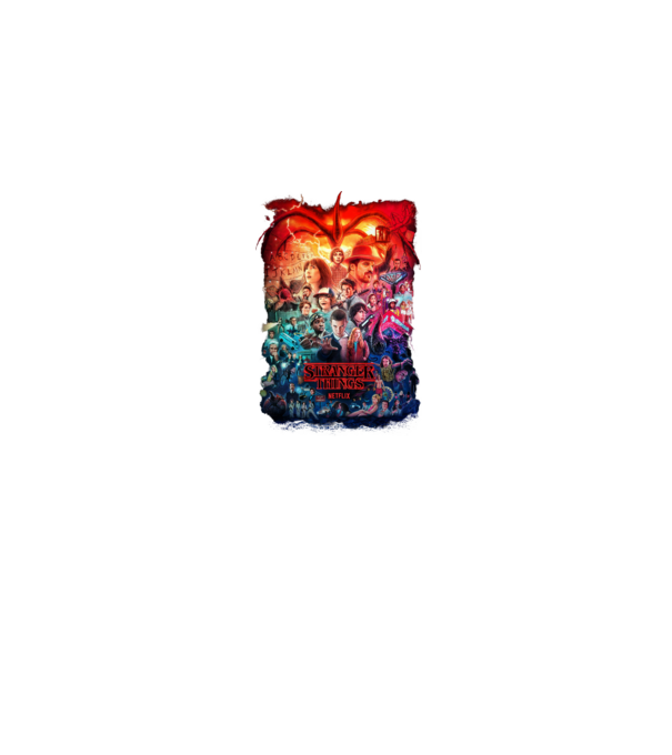 stranger things tribute poster2 model albastru jeanși pe tricou