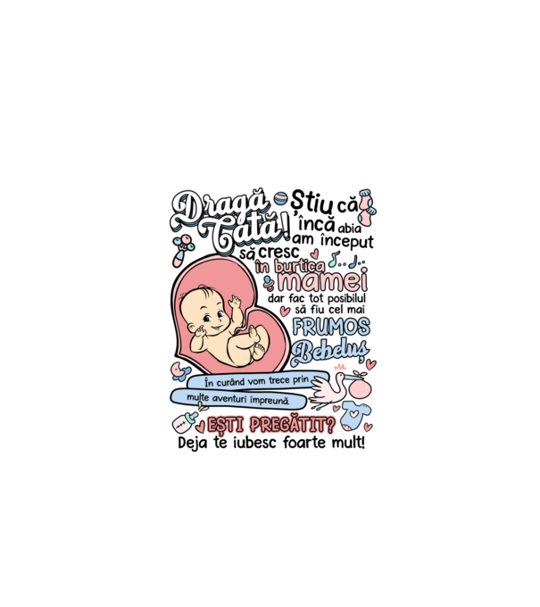 Dragă tată model alb pe tricou