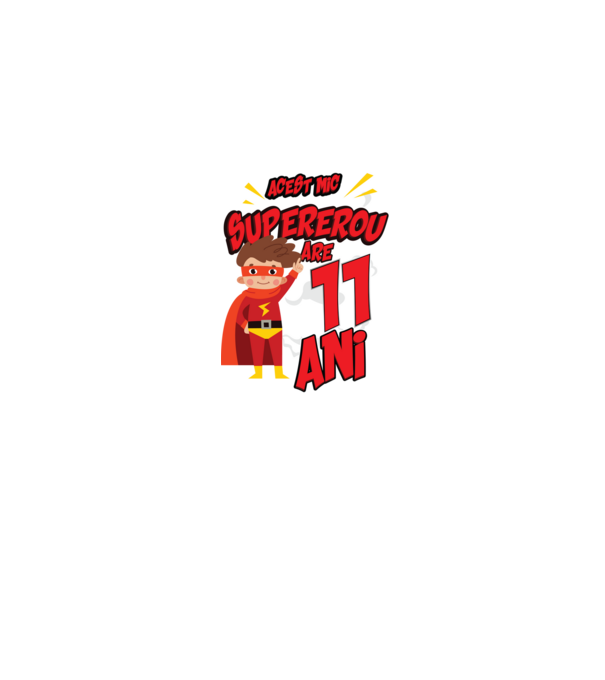 Acest mic supererou are 11 ani model albastru jeanși pe tricou