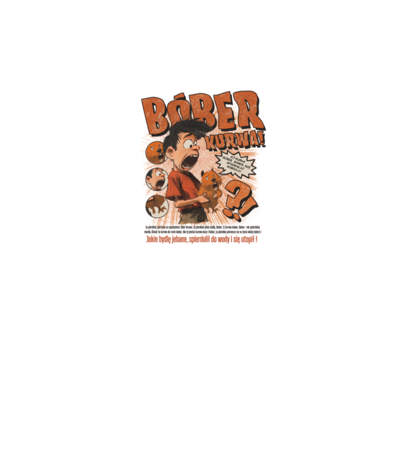 Bobr Kurwa comic model alb pe tricou