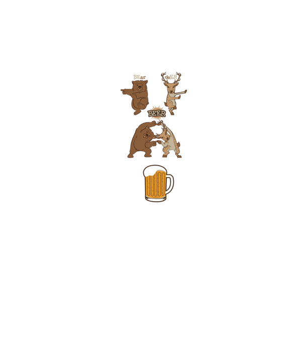 Bear deer beer model alb pe tricou