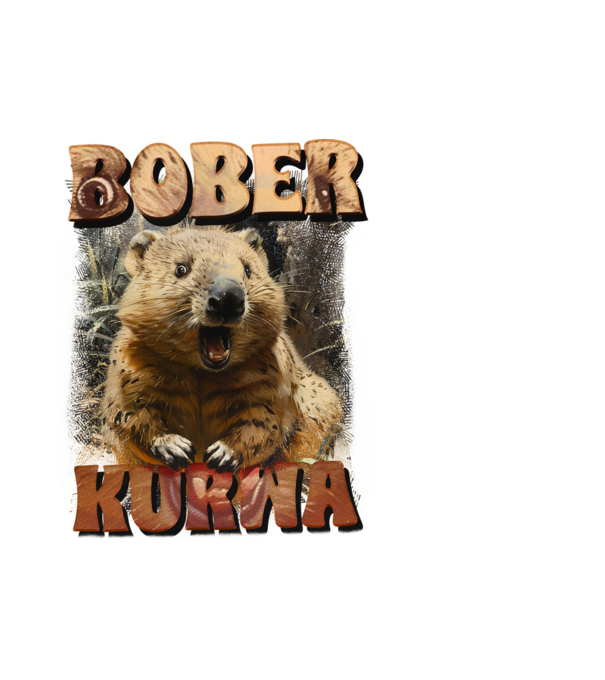 BOBER wombat model alb pe tricou