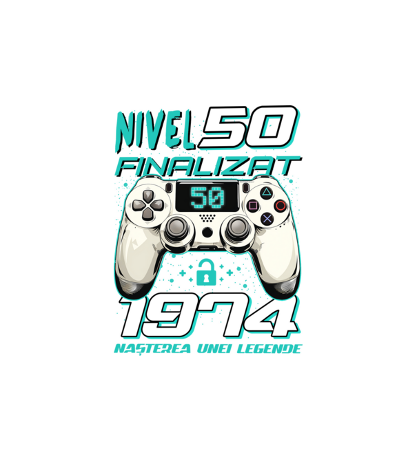 Nivel finalizat 50 1975 model alb pe tricou