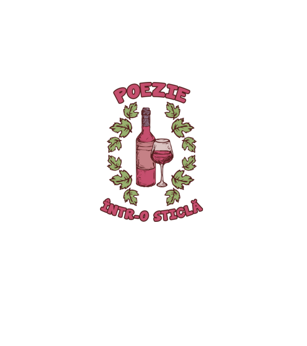 Poezie într-o sticlă model alb pe tricou