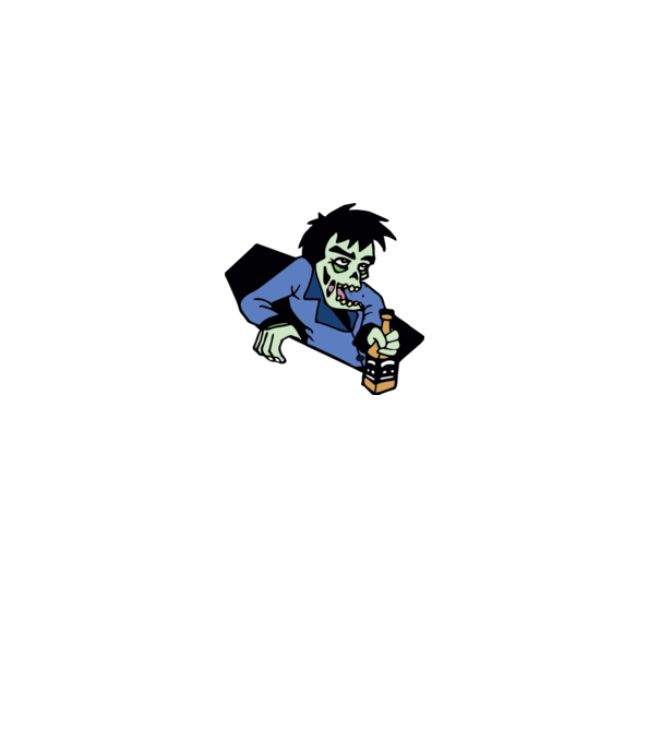Drunk Zombie model gri pe tricou