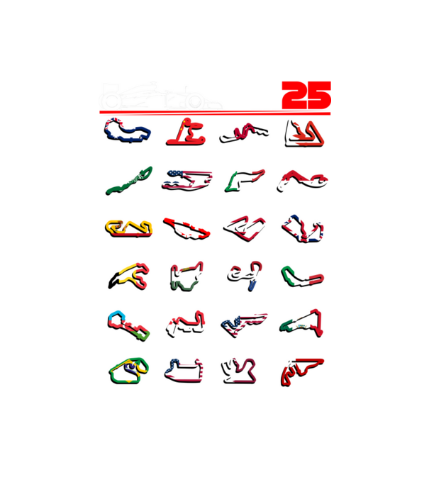 F1 calendar 2025 Negru model negru pe tricou