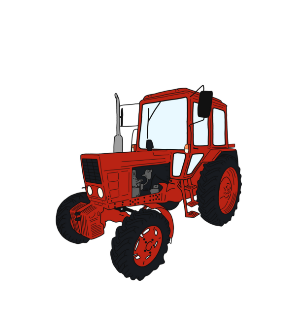 TRACTOR model alb pe tricou