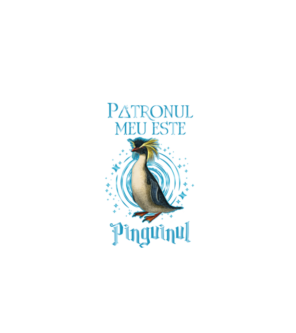 Patronul meu este PINGUINUL model negru pe tricou