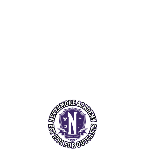 Nevermore academy model alb pe tricou