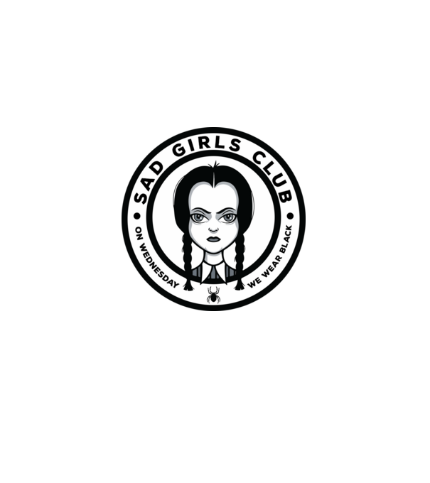 WEDNESDAY Sad Girls Club model negru pe tricou